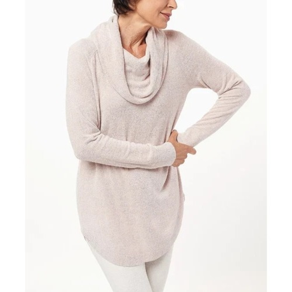Barefoot Dreams Cozychic Ultra Lite Coastal Cowl Neck Pullover XL Sand Dune